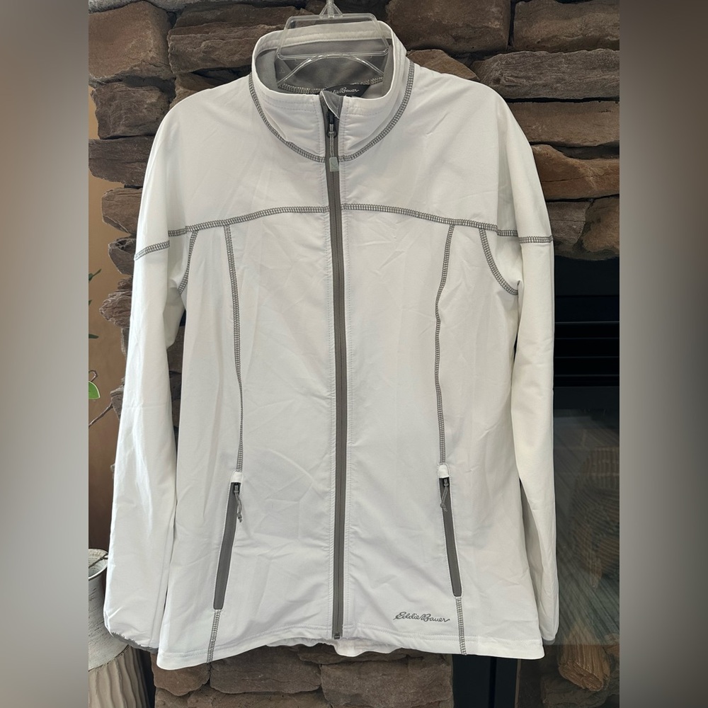 Eddie Bauer Women's White w/ grey trim lightweight jacket